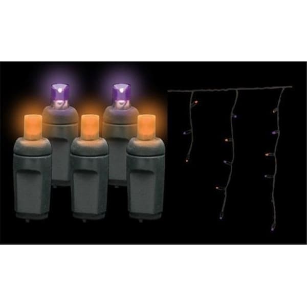 Reinders LEDICE-PO-F Premium Grade LED Icicle Lights 105 Purple/Orange Frost Holiday Lights String with Black Wire LEDICE-PO-F - main